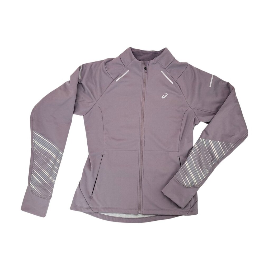 Asics Lite Show 2 Jacket Purple Reflective Thumbhole Running Active Women Medium